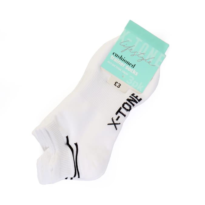  X-Tone Ladies Cushioned Trainer Socks 3 Pairs - Size 3-7