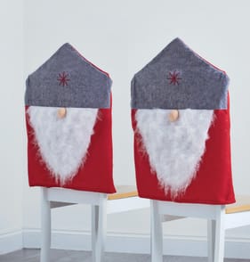 Home Collections 2 Pack Chair Back Covers - Red with Grey Hat Gnome
