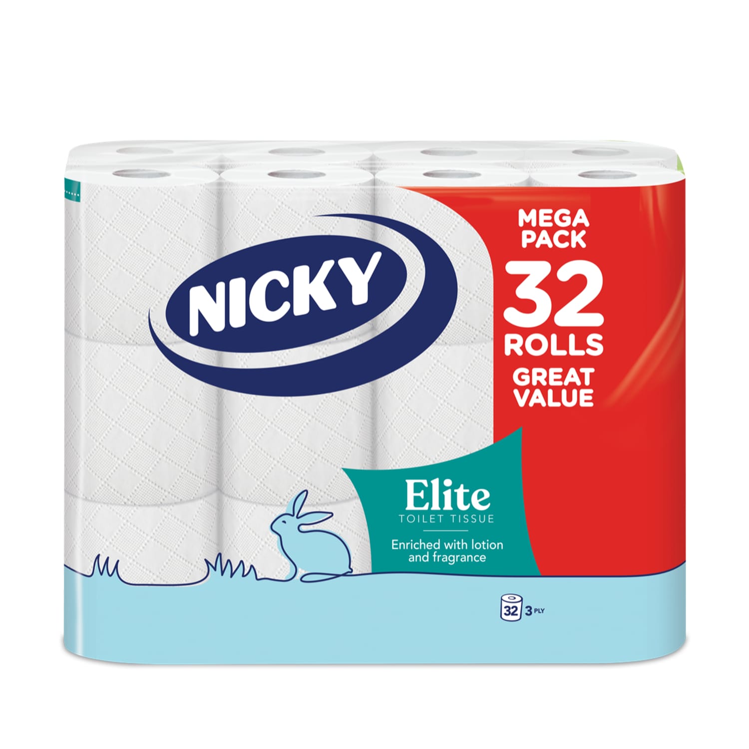 Nicky Elite 3 Ply Quilted Toilet Rolls 32 Pack Home Bargains