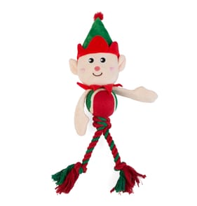 Chester's Christmas Tennis Ball & Plush Rope Toy - Elf