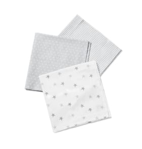 Pure Baby Muslin Cloth 3 Pack - Grey