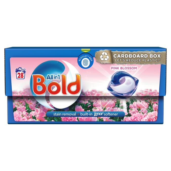 Bold All-in-1 Pods Washing Liquid Capsules Pink Blossom 28 Washes
