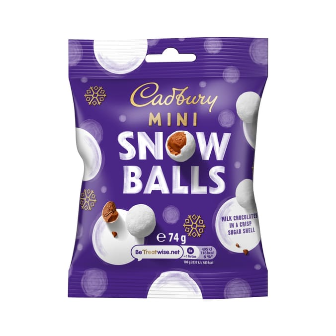 Cadbury Dairy Milk Chocolate Christmas Mini Snow Balls 74g