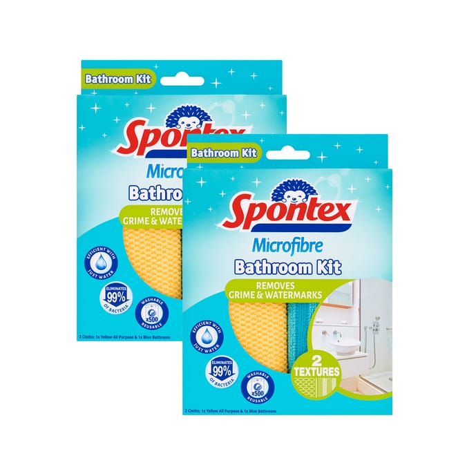Spontex Microfibre Bathroom Kit x2