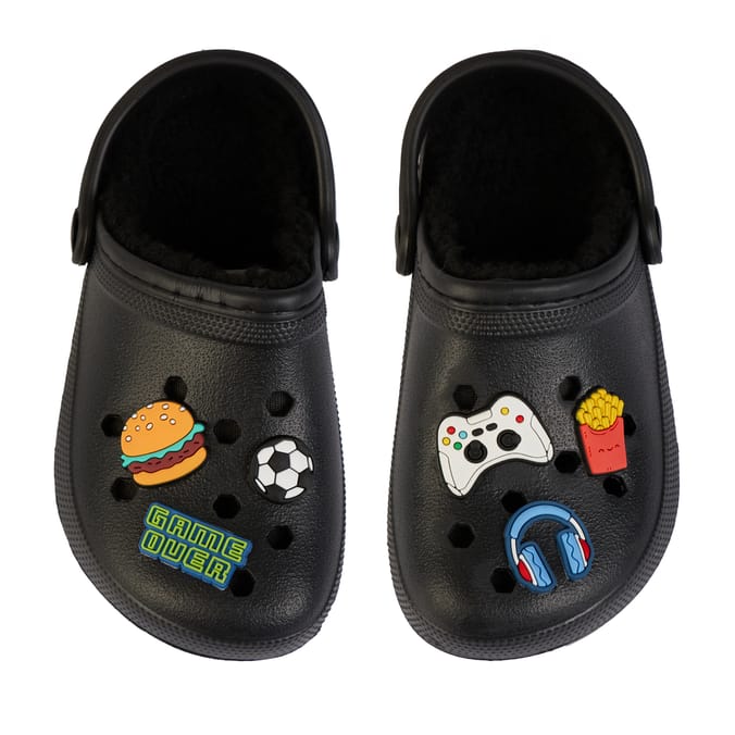 Originals Kids Black Fleece Lined Clogs