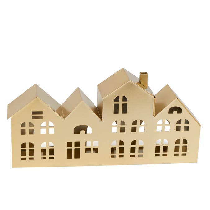 Winter Luxe Gold House Tealight Holder Decoration