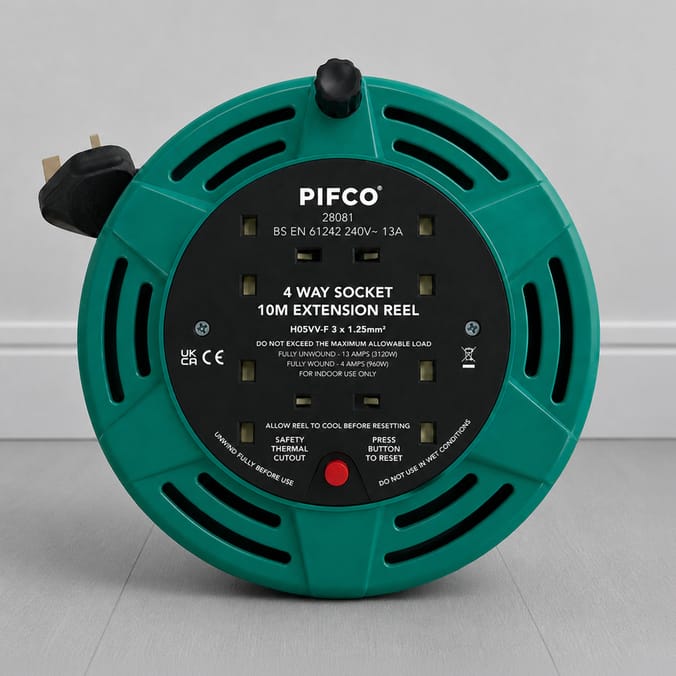 Pifco 4 Way Socket 10M Extension Reel
