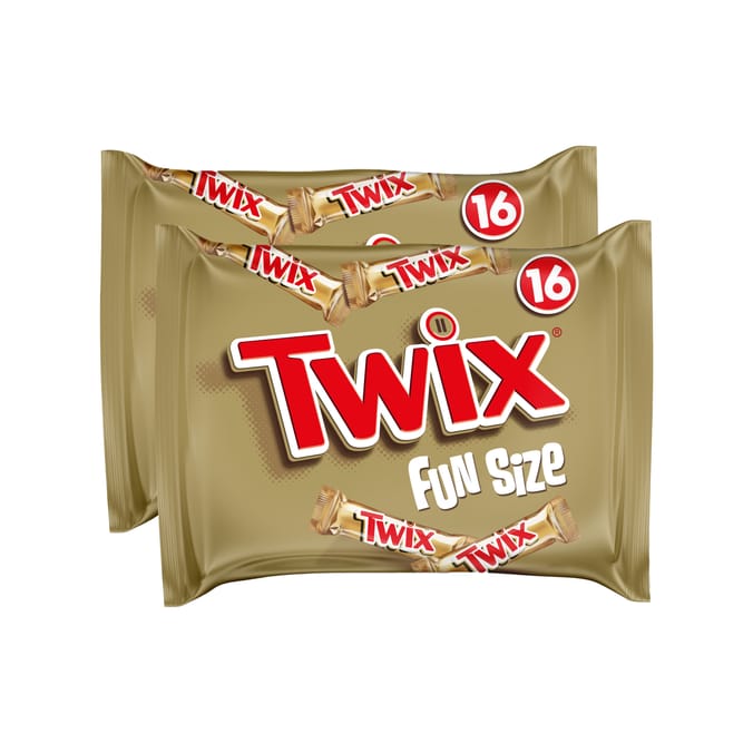 Twix 16 Pack Chocolate Biscuit Fun Size Bars Multipack 320g x2