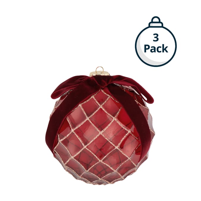 Festive Feeling Large Christmas Bauble with Bow 2 Pack