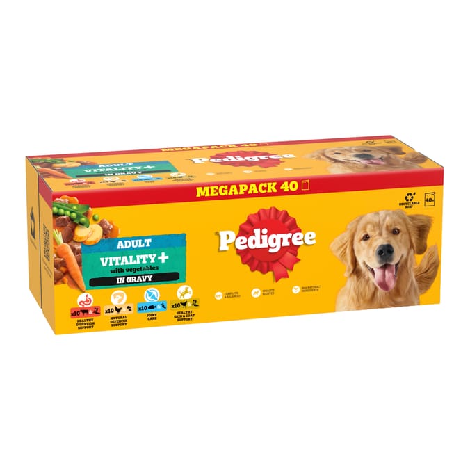 Pedigree Vitality+ Adult Wet Dog Food Selection in Gravy 40 x 85g