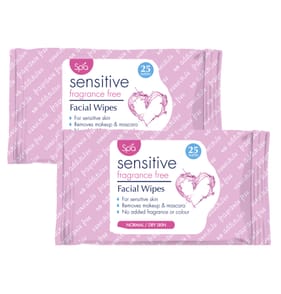 Spa Sensitive Fragrance Free Facial Wipes 25s x2