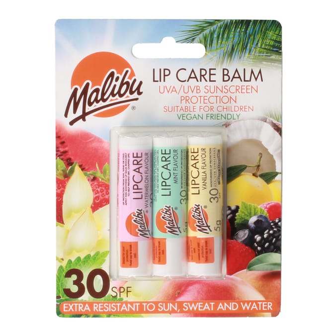 Malibu Lip Care Balm 3 Pack - SPF30