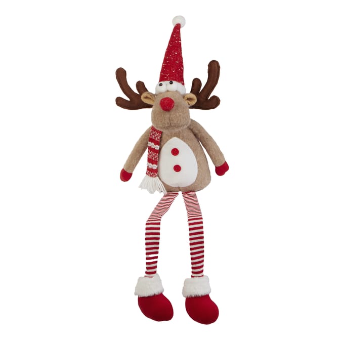 Winter Charm Sitting Reindeer Plush Decoration