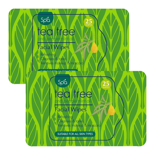 Spa Tea Tree And Peppermint Oil Facial Wipes 25s Home Bargains