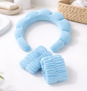 Headband and Wrist Wash Bands - Light Blue