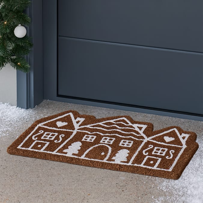 Festive Feeling PVC Coir Door Mat - Gingerbread House
