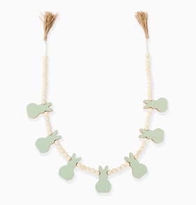 Spring Time Wooden Beaded Bunny Bunting - Teal