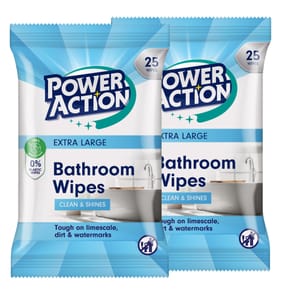 Power Action XL Bathroom Wipes 25s  x2