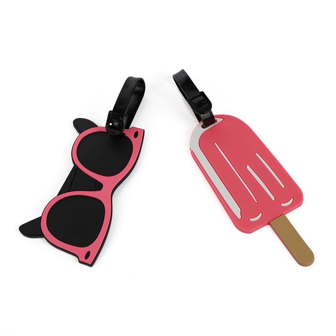 Travel Luggage Tags 2 Pack - Ice Lolly & Sunglasses