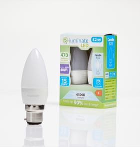 E-Luminate LED Candle B22 Daylight Light Bulb 2 Pack - 470 Lumens