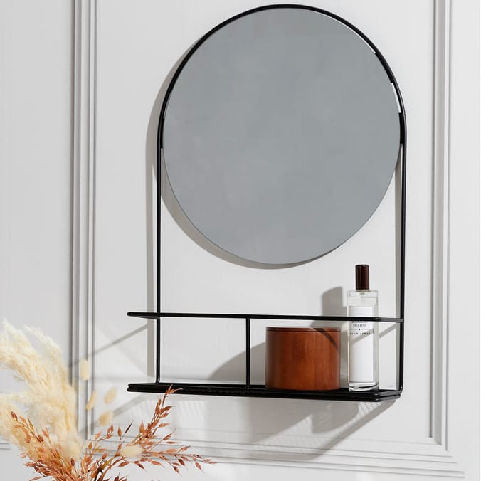 Home Collections Black Metal Wall Mirror Shelf Home Bargains