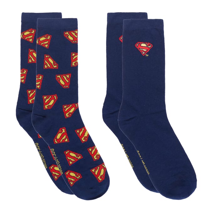 Mens Superman Socks 2 Pack- Size 7-11