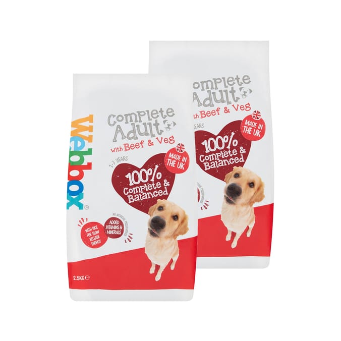 Webbox Everyday Beef Complete Dry Dog Food 2.5kg x2 Home Bargains