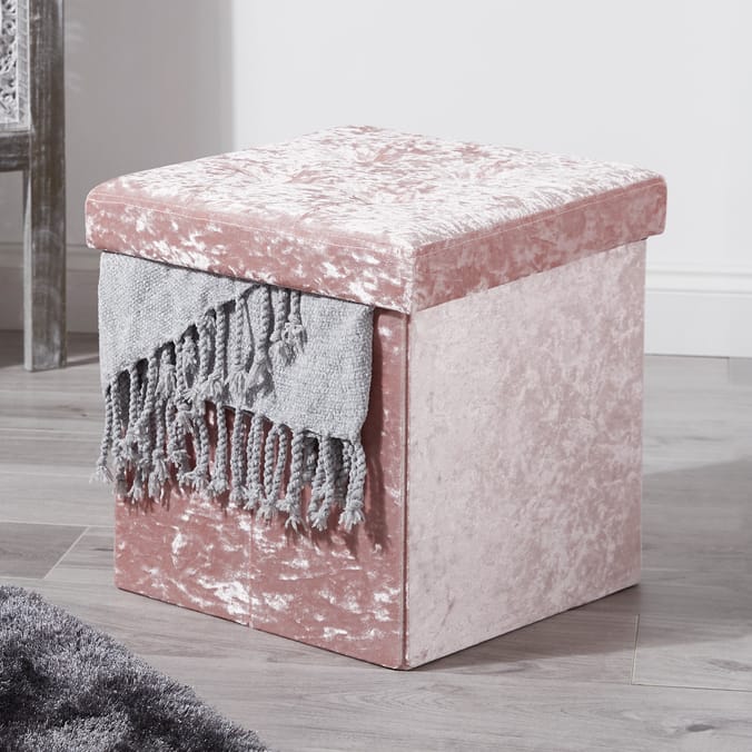 Home Collections Small Crushed Velvet Folding Ottoman Home Bargains