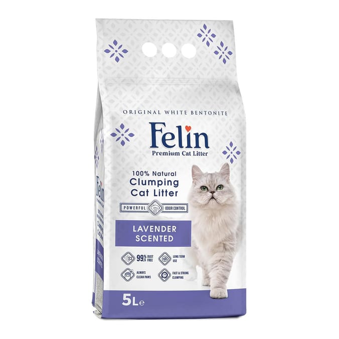 Felin 100% Natural Clumping Cat Litter 5l - Lavender Scented