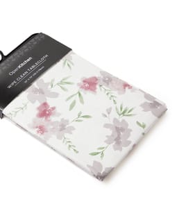 Open Kitchen Wipe Clean Tablecloth - White with Grey Flowers