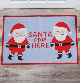 Festive Feeling Washable Door Mat - Santa Stop Here