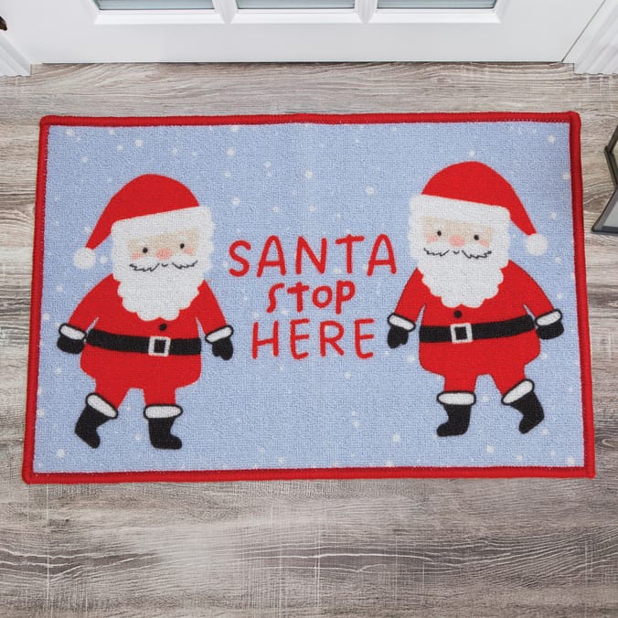 Festive Feeling Washable Door Mat - Santa Stop Here
