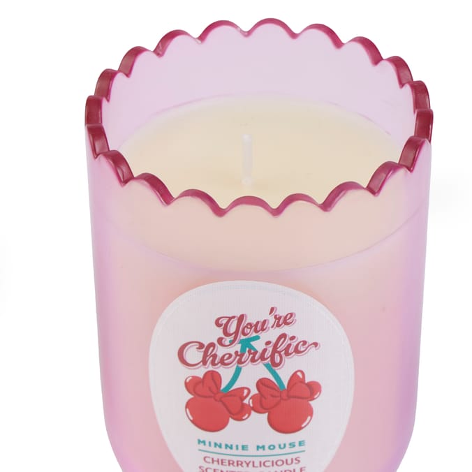 Disney Minnie Mouse Cherries Glass Candle - Pink 