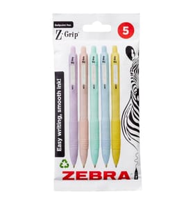 Zebra Pen Z-GRIP Smooth Ballpoint Pens Black Ink 5 Pack
