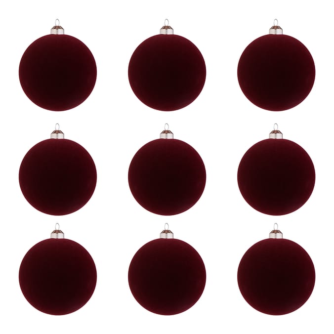 Elegance 10cm Flocked Bauble 9 Pack