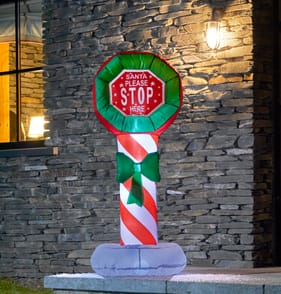 Prestige 4ft Inflatable Light Up Santa Stop Here Sign