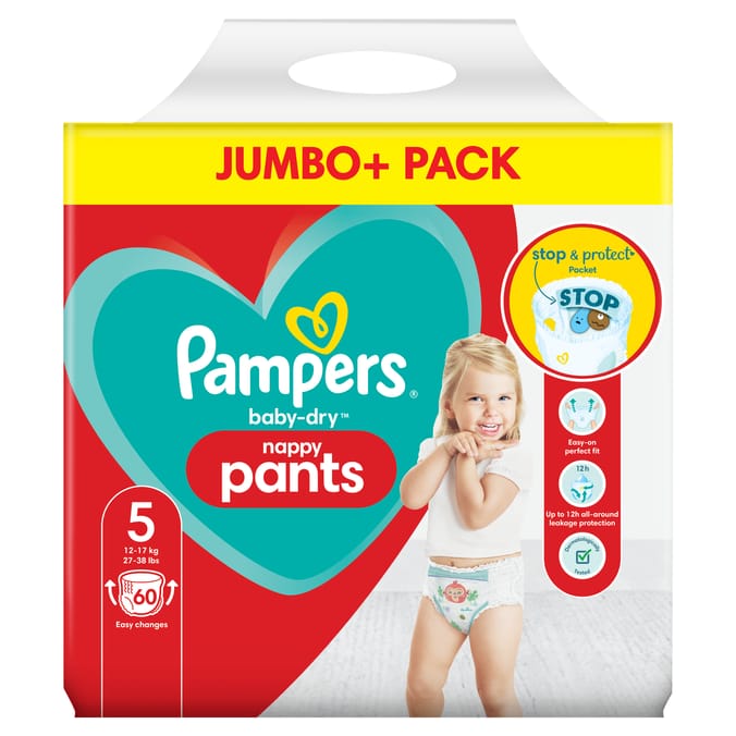Pampers Baby-Dry Nappy Pants 60s Size 5