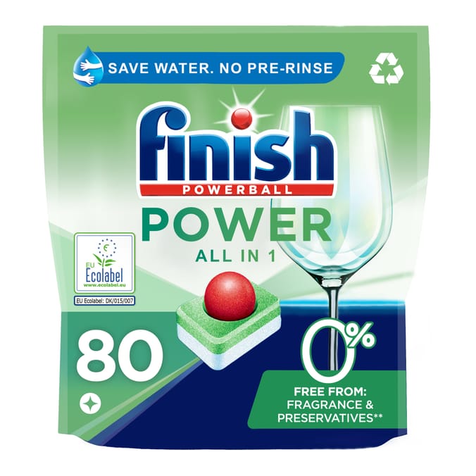 Finish Power AIO 0% Dishwasher Tablets 80 Tablets
