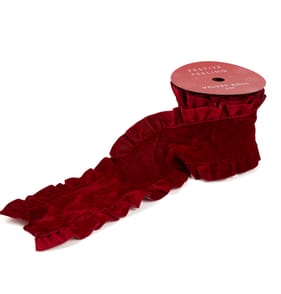 Festive Feeling Velvet Ruffle Roll Fabric - Red