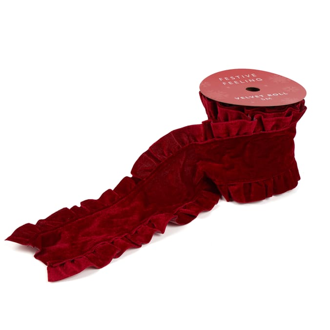 Festive Feeling Velvet Ruffle Roll Fabric