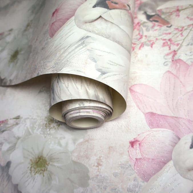Glitter Swans Wallpaper 90700 - Pink