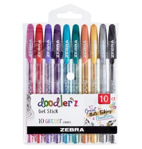 Zebra Doodler'z Glitter Gel Stick Pens 10 Pack