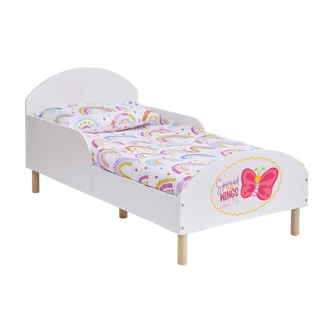 Liberty House Toys Kids White Toddler Bed – Spread Your Wings and Fly