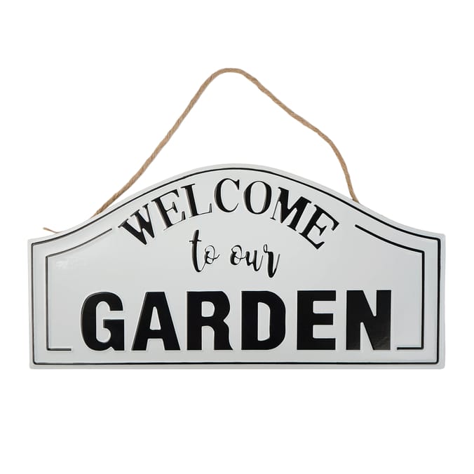  Jardin Metal Hanging Wall Sign - Welcome To Our Garden