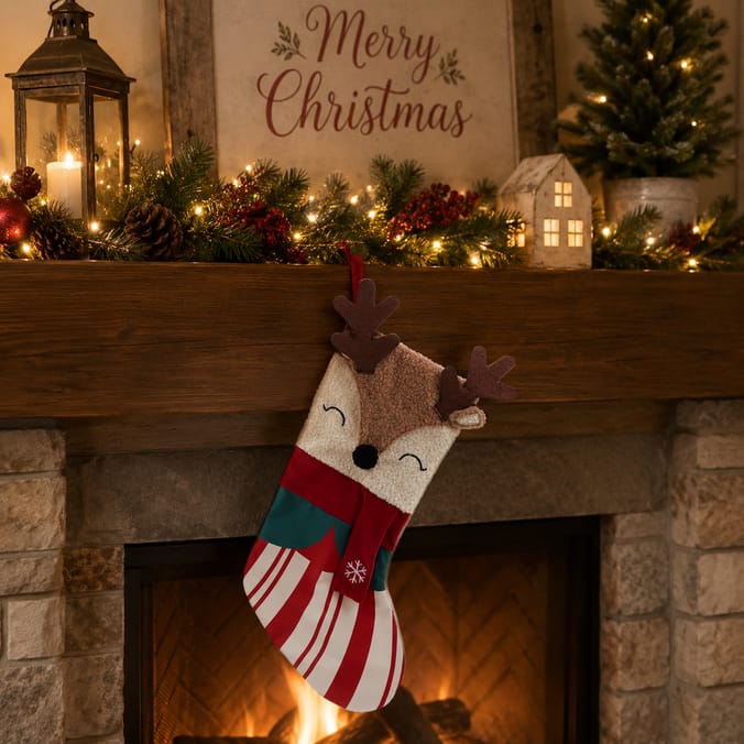 Sleigh Bells Reindeer Stocking