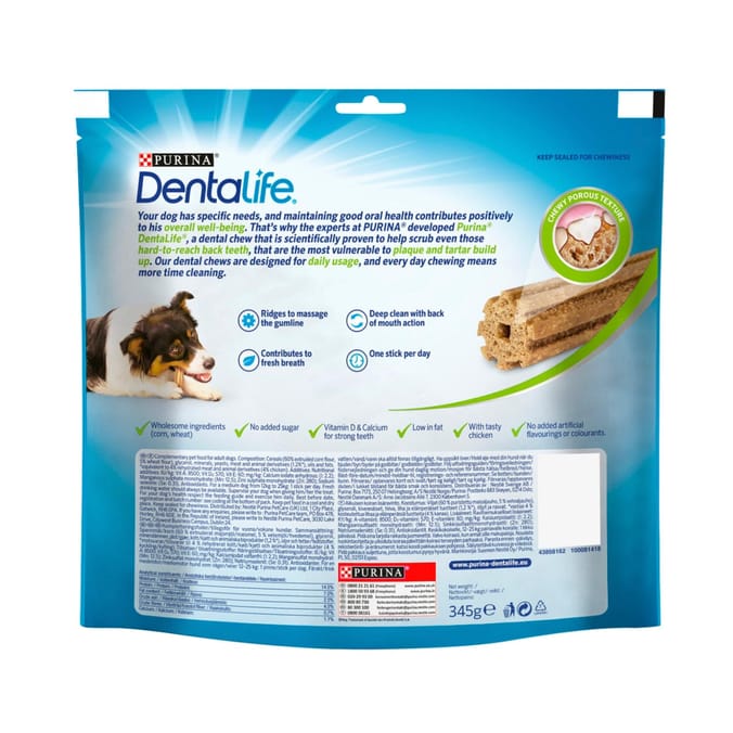 Dentalife Medium Dog Treat Dental Chew 3 x 15 Stick Pack
