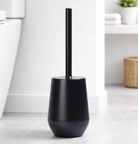  Bath Plastic Toilet Brush & Holder - Black