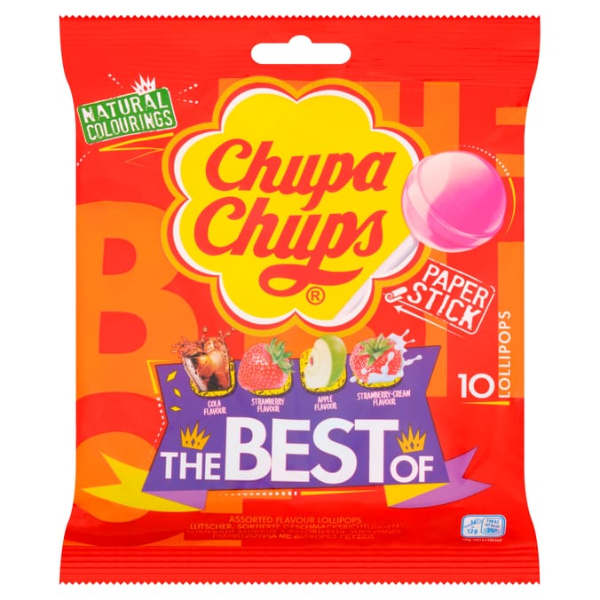 Chupa Chups The Best of 10 Assorted Flavour Lollipops 120g