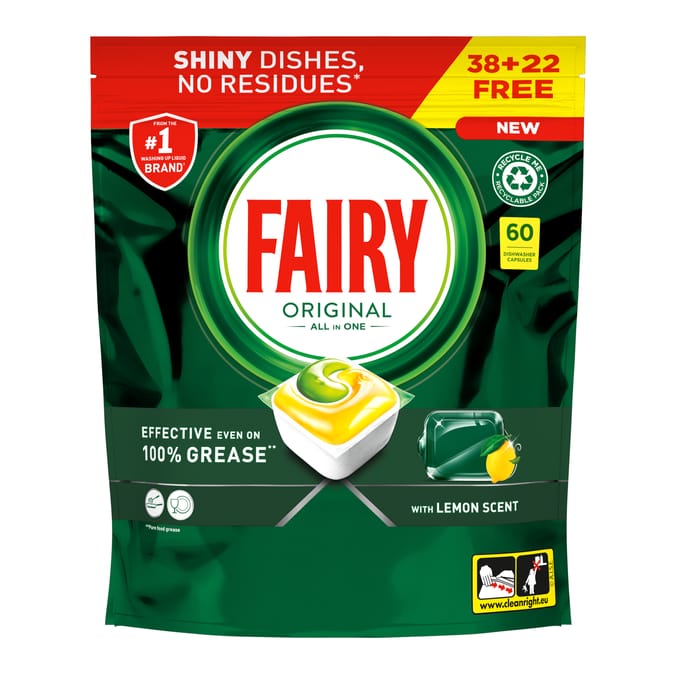 Fairy All in One Dishwasher Tablets Lemon 60 Tablets