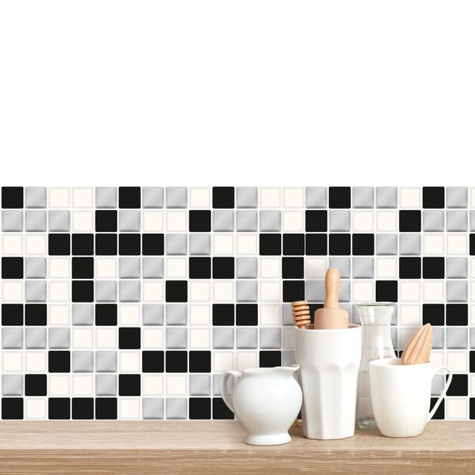 Stick Ease Self-Adhesive Vinyl Wall Tiles 3 Pack - Glass Mosaic x2